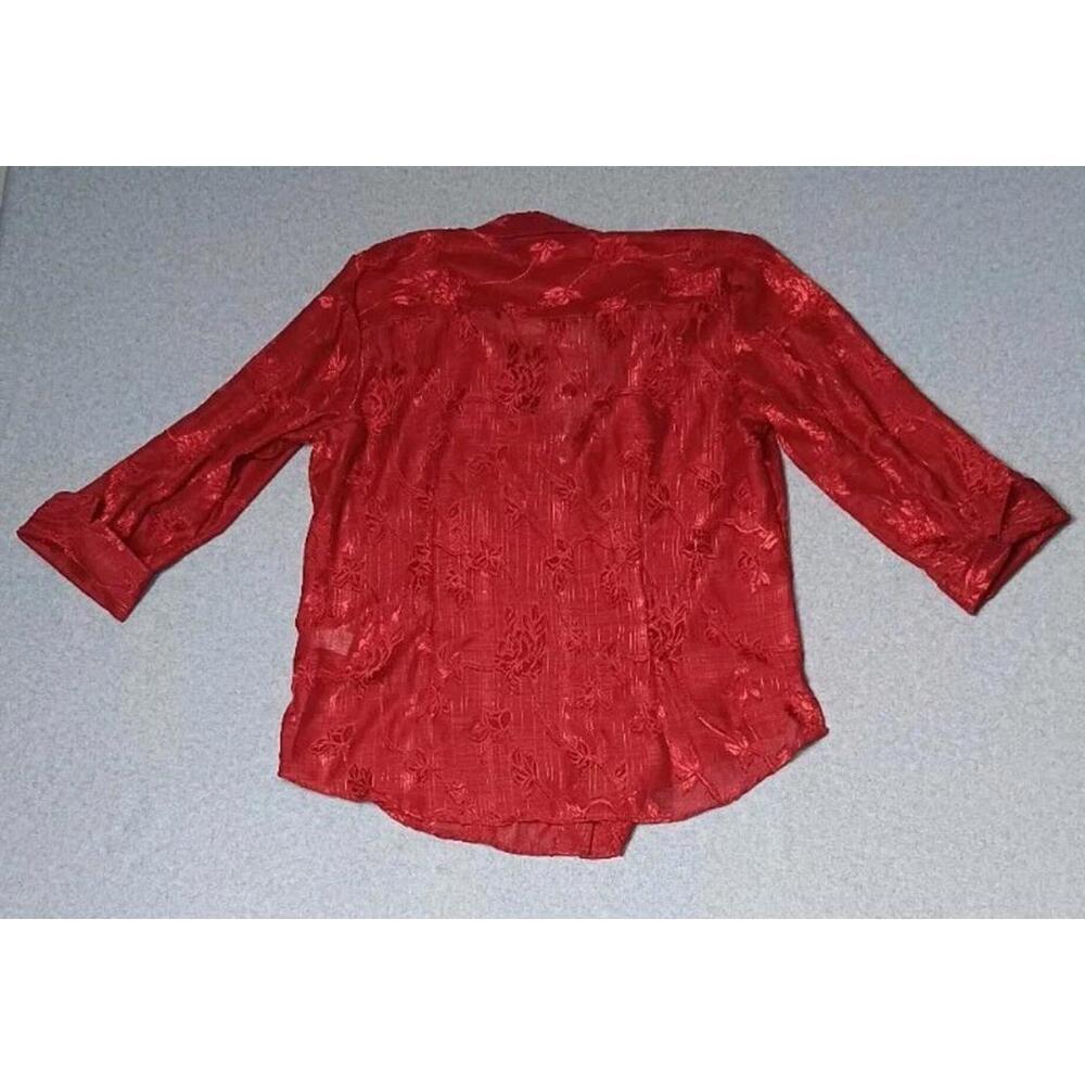 NWT! Coldwater Creek 3/4 Sleeve Semi Sheer Button Up Blouse Womens Size Medium - Picture 12 of 12